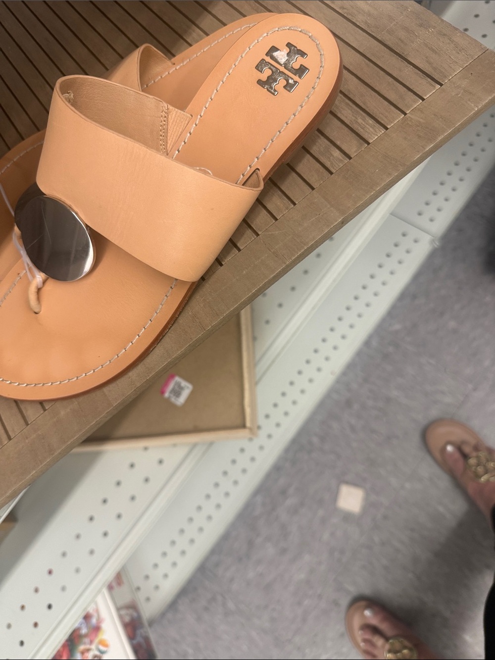 Tory Burch Tan Leather Logo Toe-Post Sandal
